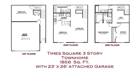Floor plan for 2 beds, 2.5 baths, 1856 sqft
